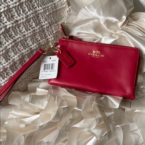 NWT Red Leather Coach Wristlet!